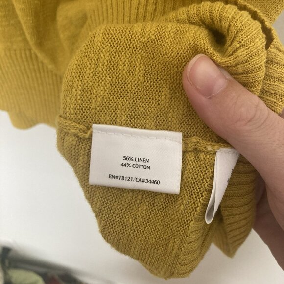 Eileen Fisher Women’s Pullover Sweater Linen Blend Yellow Goldenrod Size S Boxy - Picture 5 of 8